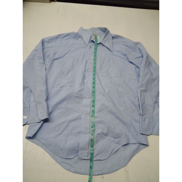 Vintage Kmart Permanent Press Button Up Shirt Size 17 1/2 -33 Light Blue Long Sl - Picture 2 of 5